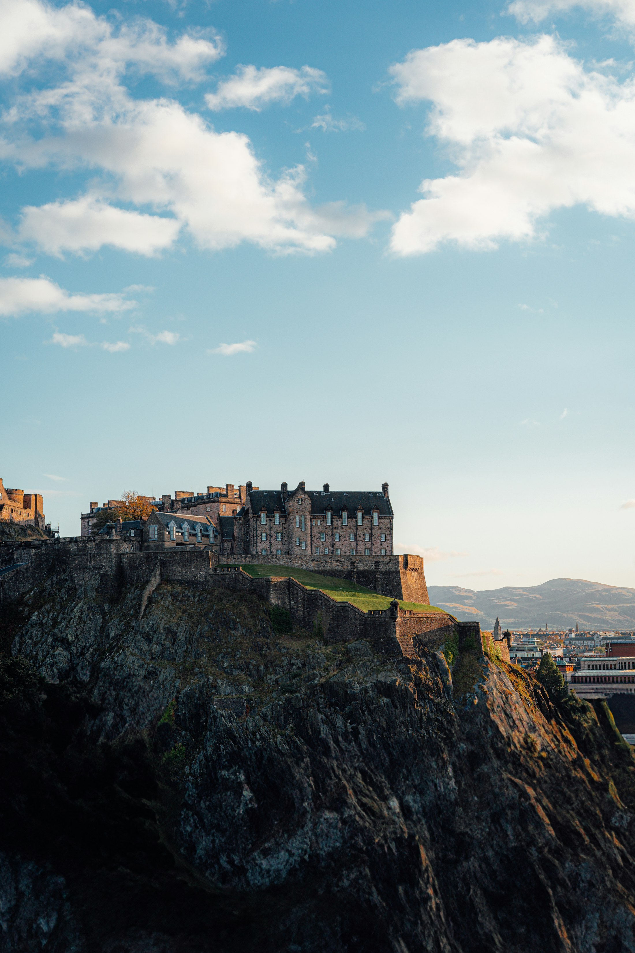 Edinburgh Castle rising above the city on Castle Rock